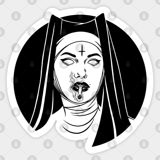 Satanic Nun. Bad Nun Sticker by OccultOmaStore